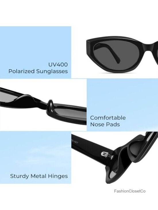 Retro Oval Acetate Cat Eye Sunglasses for Women UV400 Protection